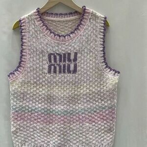 Miu Miu Pastel Knit Logo Tank in Lavender, Pink and Mint